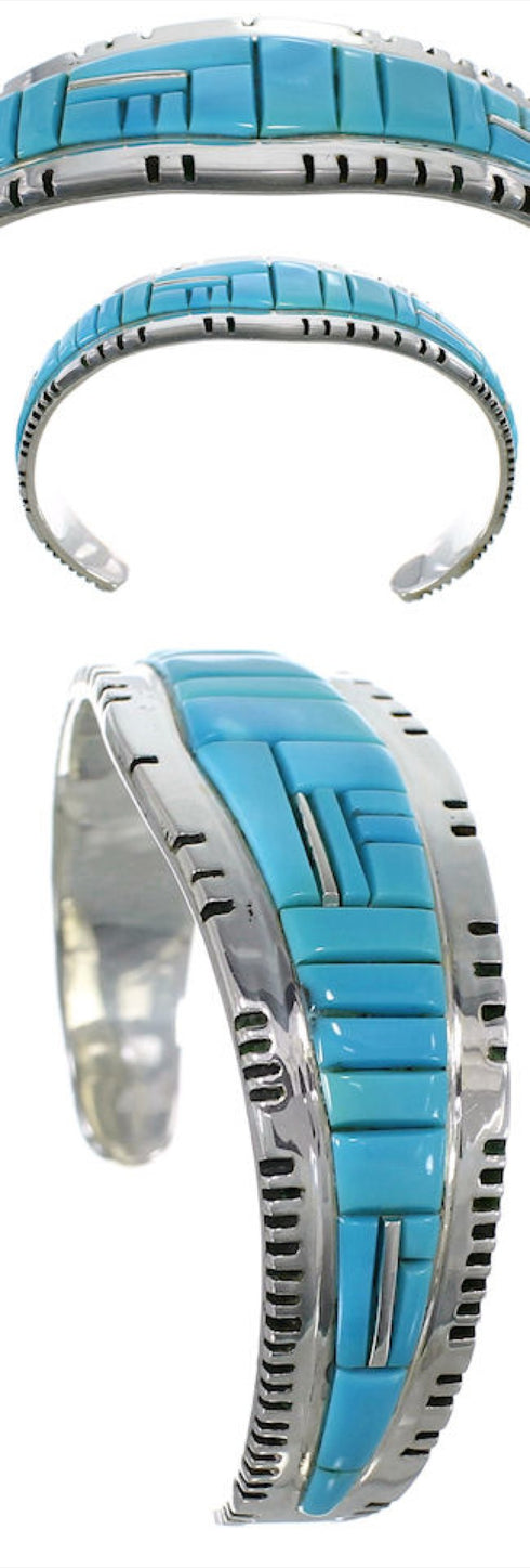 Southwest Jewelry Turquoise Sterling Silver Cuff Bracelet EX27403