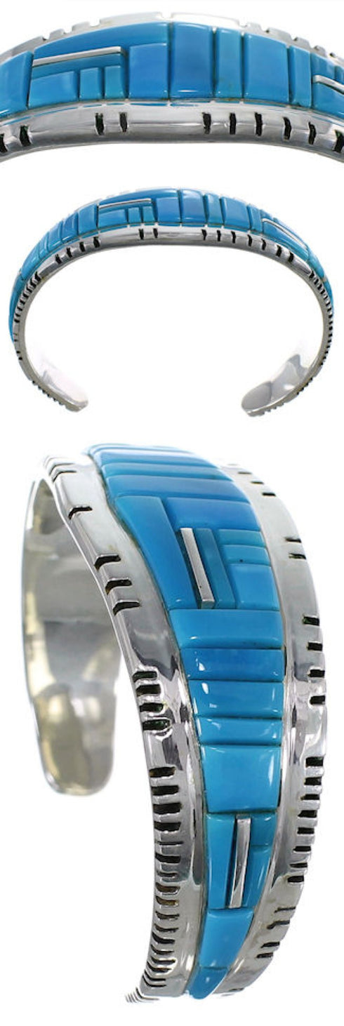 Turquoise Southwestern Sterling Silver Jewelry Cuff Bracelet EX27405