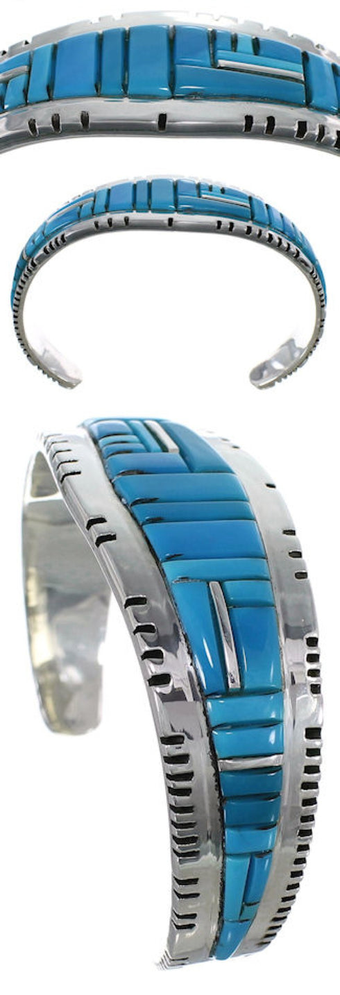 Sterling Silver Southwestern Jewelry Turquoise Cuff Bracelet EX27412