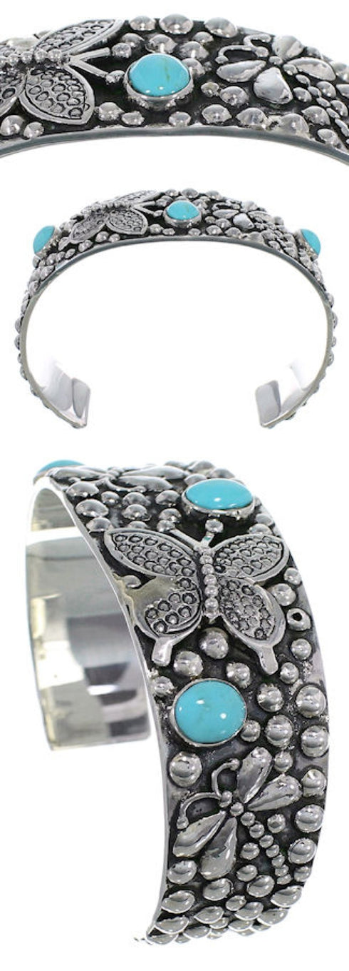 Turquoise Silver Southwest Butterfly Dragonfly Bracelet FX27152