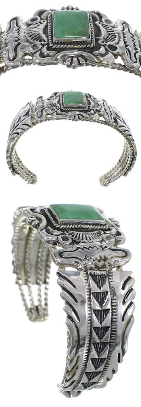 Authentic Sterling Silver And Turquoise Jewelry Cuff Bracelet RS75378