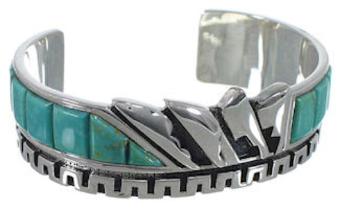 Southwest Turquoise Silver Inlay Cuff Bracelet BW66373