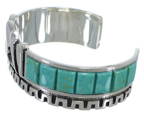 Southwest Turquoise Silver Inlay Cuff Bracelet BW66373