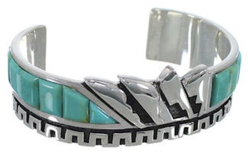 Turquoise Sterling Silver Inlay Southwest Cuff Bracelet BW66386
