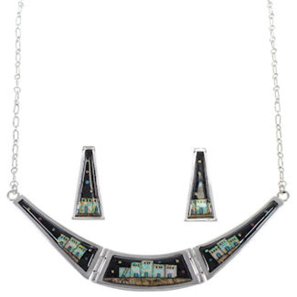 Native American Design Black Jade Multicolor Necklace Set GS62279