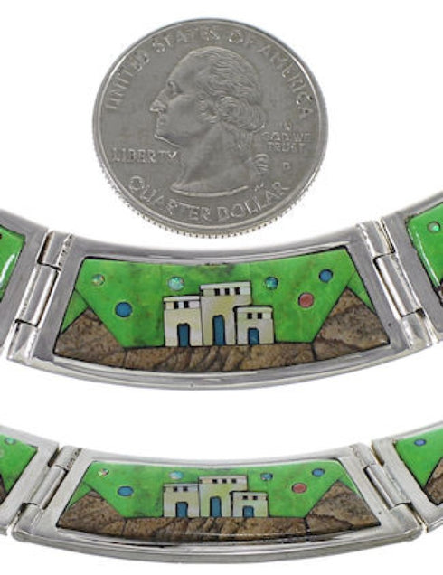 Multicolor Native American Design Necklace Earrings Set GS62296