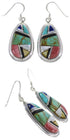 Sterling Silver Multicolor Earrings And Link Necklace Set GS75435