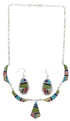 Southwest Multicolor Earrings And Link Necklace Set GS75439