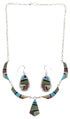 Southwest Multicolor Link Necklace Earrings Set GS75441