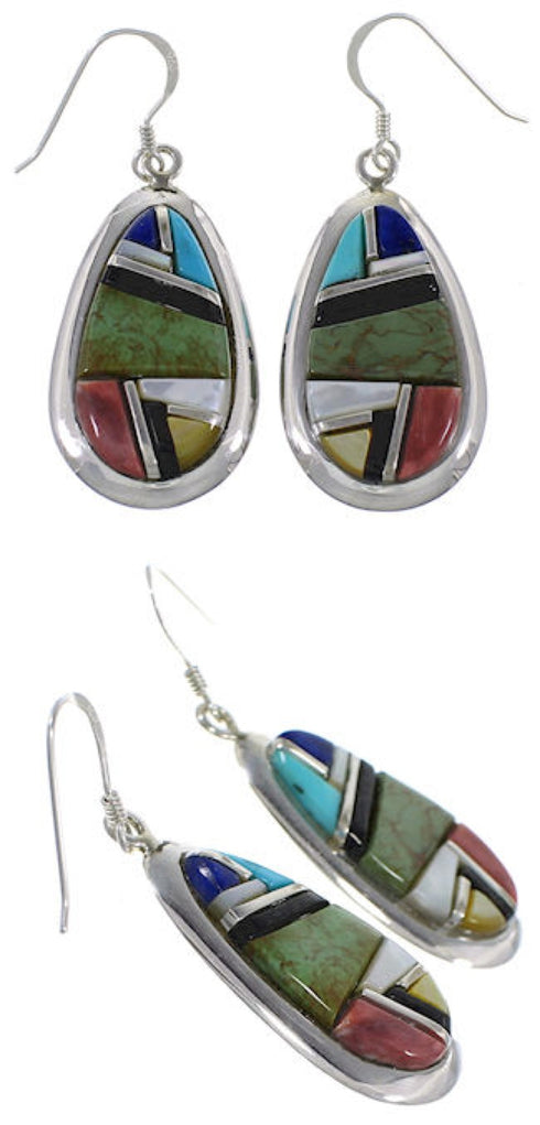 Southwest Multicolor Link Necklace Earrings Set GS75441