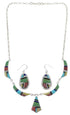 Sterling Silver Southwest Multicolor Link Necklace Set GS75443