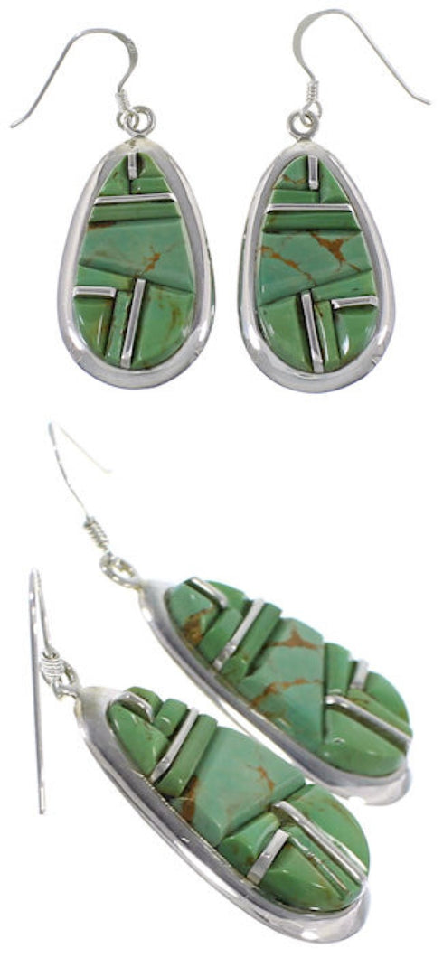 Southwestern Link Necklace And Earrings Turquoise Set GS75425