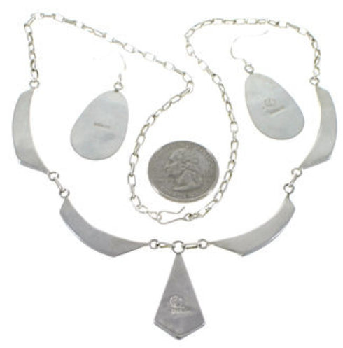 Southwestern Link Necklace And Earrings Turquoise Set GS75425