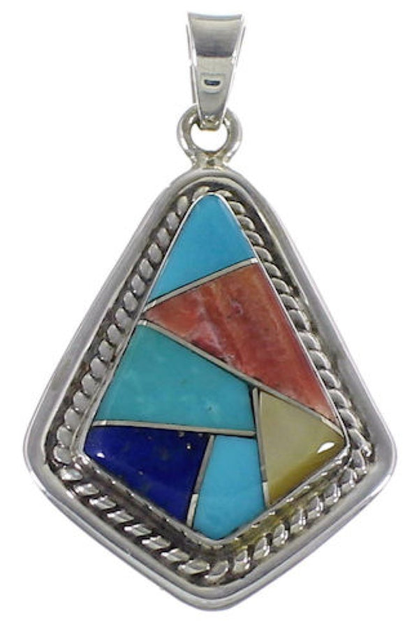 Southwest Multicolor Inlay And Silver Pendant EX29608