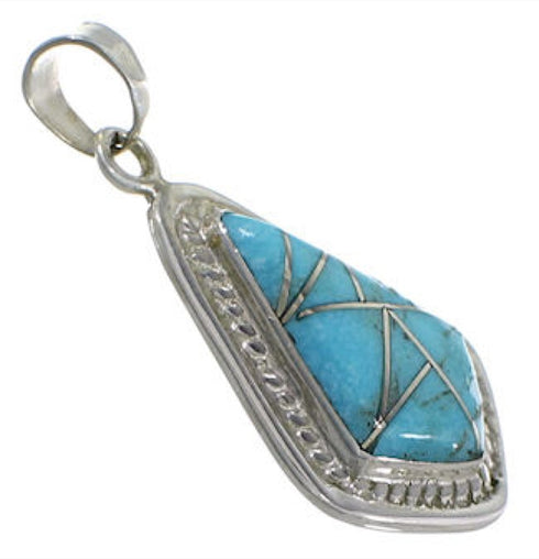 Southwestern Turquoise Inlay and Sterling Silver Pendant IS58545