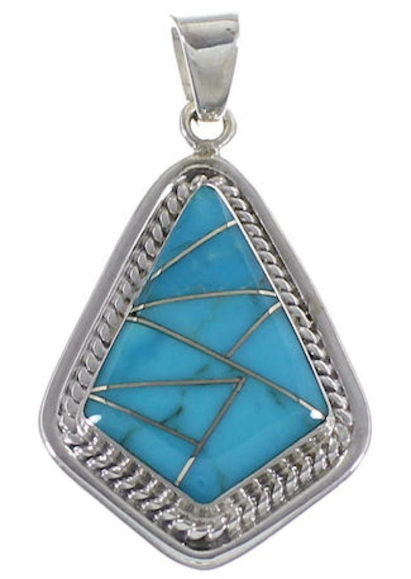 Sterling Silver And Turquoise Inlay Slide Pendant EX29590