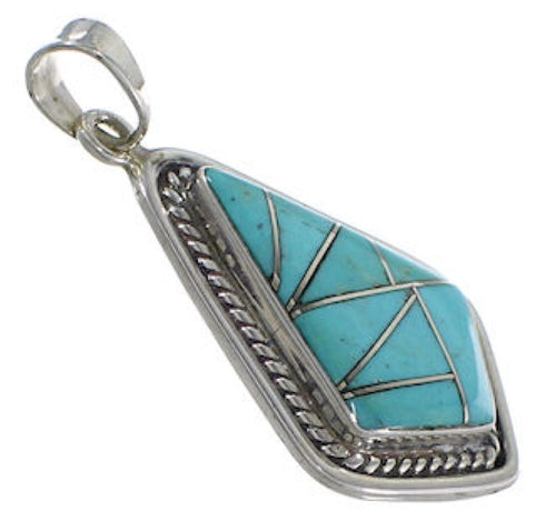 Southwest Turquoise Inlay Silver Slide Pendant EX29591