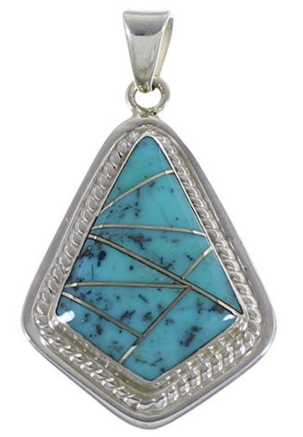 Silver Southwestern Jewelry Turquoise Pendant EX29588