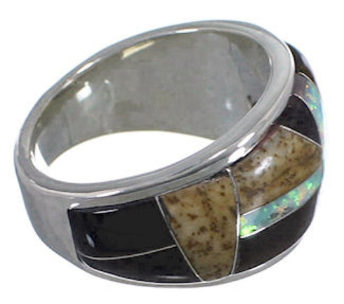 Multicolor Sterling Silver Jewelry Whiterock Ring Size 5-3/4 RS34685