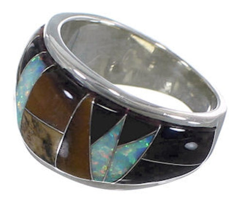 Multicolor Sterling Silver Jewelry Whiterock Ring Size 5-3/4 RS34685
