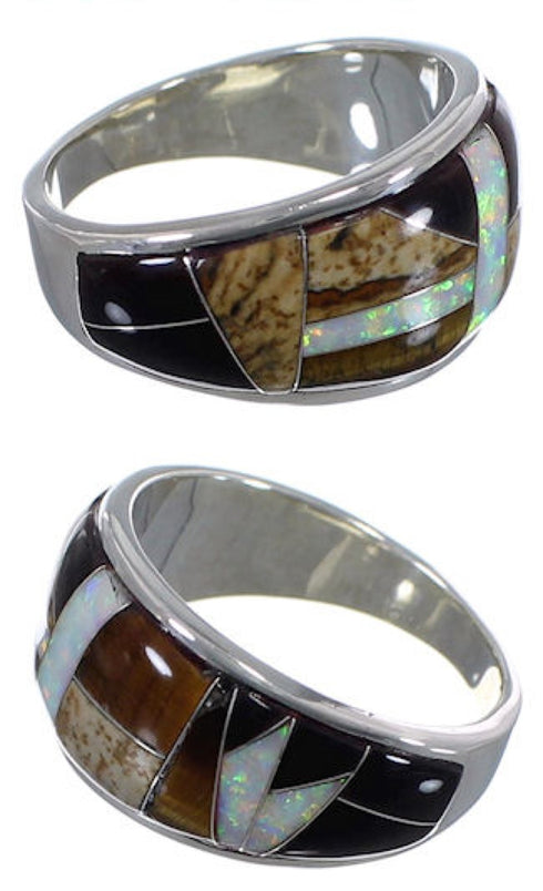 Multicolor Sterling Silver WhiteRock Jewelry Ring Size 5-1/2 RS34687