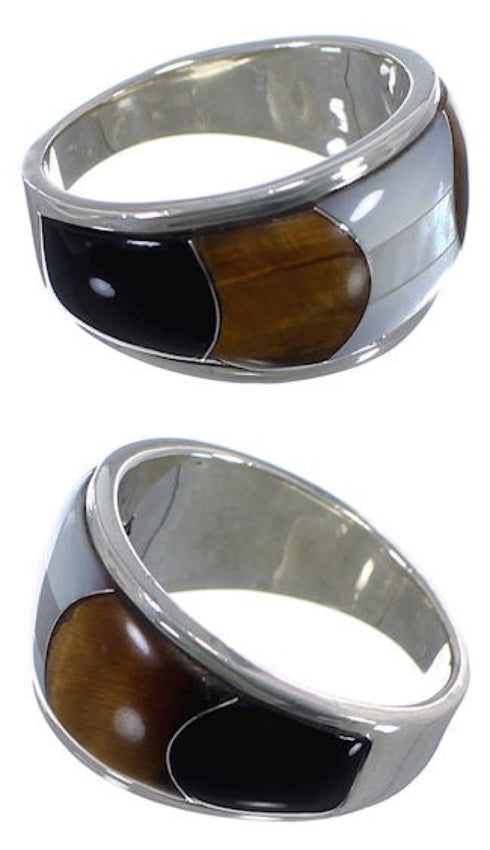 Tiger Eye Jewelry Multicolor Silver Whiterock Ring Size 6-3/4 RS34676