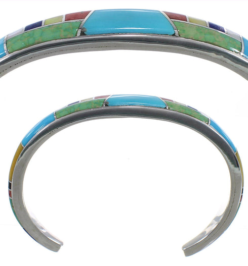 Multicolor And Authentic Sterling Silver Southwestern Bracelet TX40268