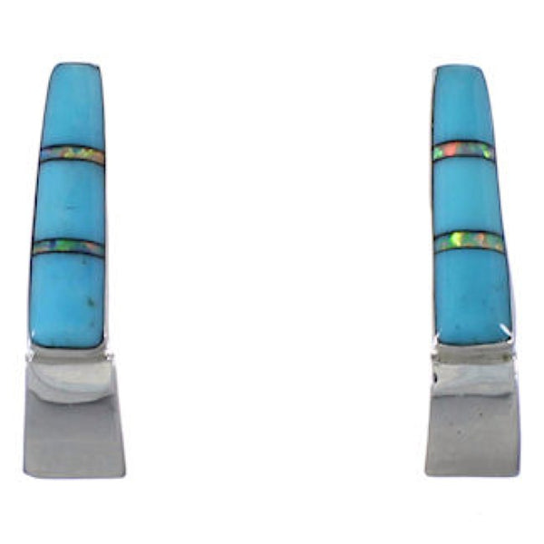 Southwest Turquoise And Opal Inlay Post Earrings IS62385