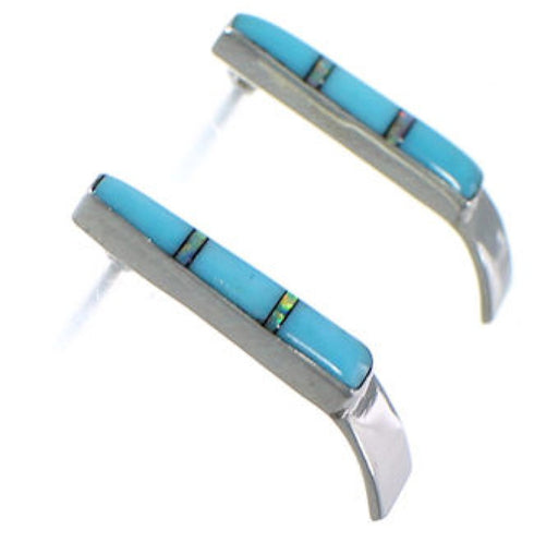 Southwest Turquoise And Opal Inlay Post Earrings IS62385