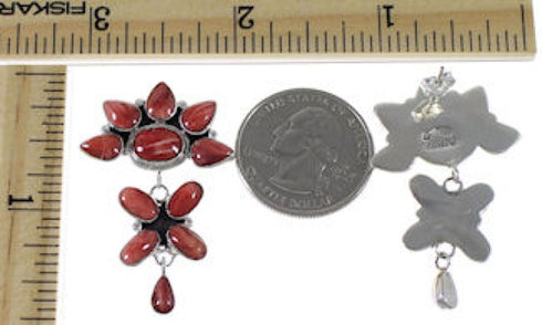 Genuine Sterling Silver Southwestern Red Oyster Earrings BW62560