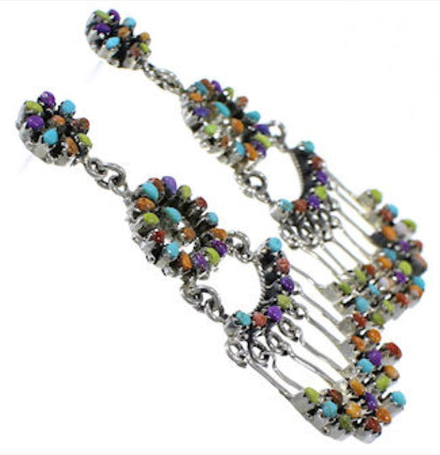 Multicolor Southwest Sterling Silver Earrings EX32257