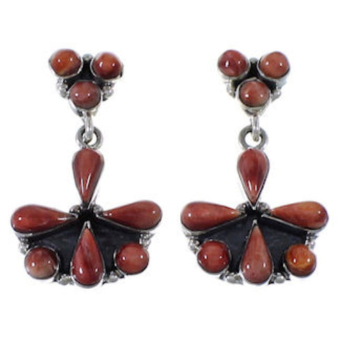 Southwestern Red Oyster Genuine Sterling Silver Earrings BW62570