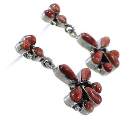 Southwestern Red Oyster Genuine Sterling Silver Earrings BW62570