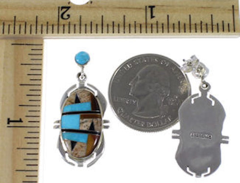 Tiger Eye Multicolor Sterling Silver Post Dangle Earrings NS33204