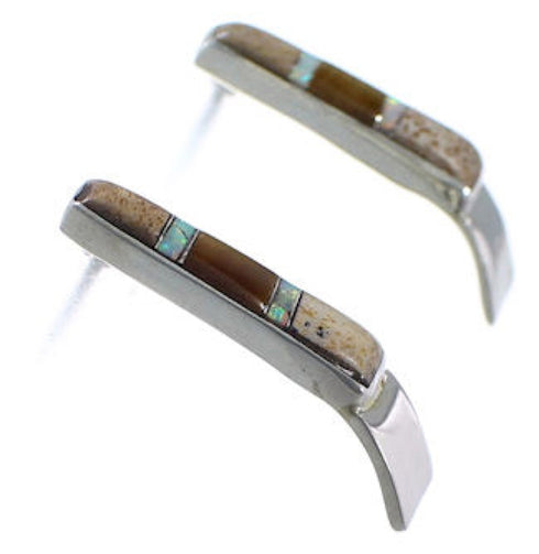 Multicolor Sterling Silver Southwestern Post Earrings PS63346