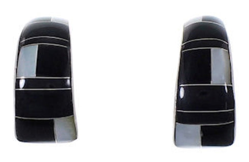 Sterling Silver Mother Of Pearl Black Jade Post Earrings RS42695