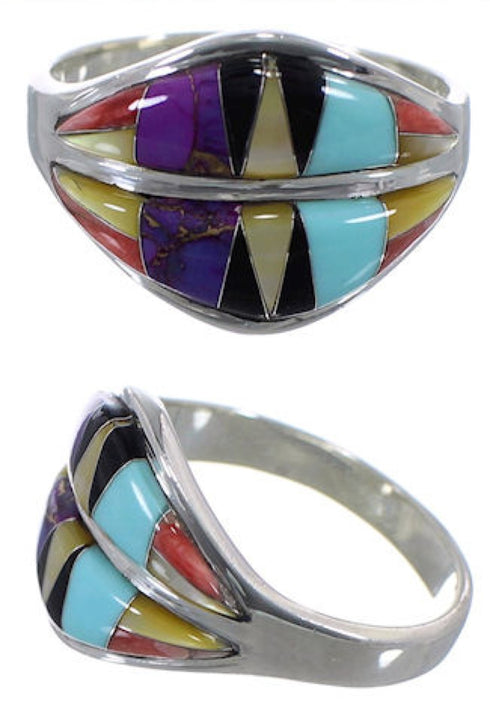 Multicolor Jewelry Southwest Sterling Silver Ring Size 7-3/4 MX23459