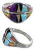 Southwestern Multicolor Inlay Silver Ring Size 6-3/4 MX23452