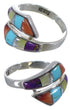 Genuine Sterling Silver And Multicolor Jewelry Ring Size 8-1/2 RS43401