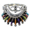 Multicolor Needlepoint Sterling Silver Jewelry Ring Size 8-3/4 EX22068