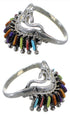 Silver Southwest Multicolor Needlepoint Ring Size 6-3/4 EX22066