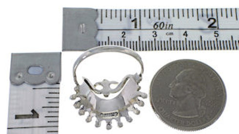 Silver Southwest Multicolor Needlepoint Ring Size 6-3/4 EX22066