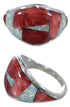 Red Oyster Shell Opal Silver Southwest Jewelry Ring Size 8-3/4 EX22506