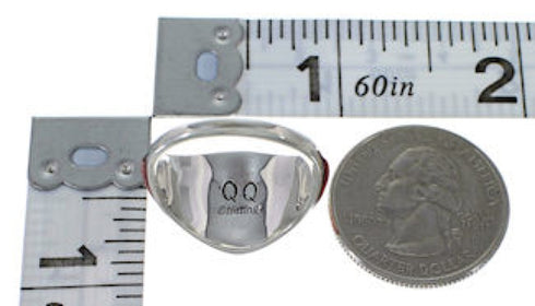 Red Oyster Shell Opal Silver Southwest Jewelry Ring Size 8-3/4 EX22506