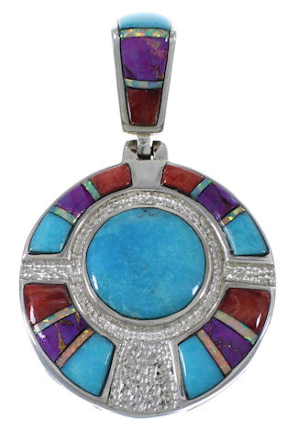 Turquoise Red Oyster Shell Multicolor Sterling Silver Pendant AW70039