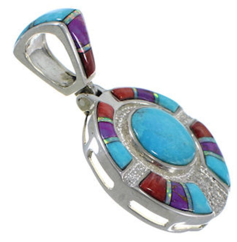 Turquoise Red Oyster Shell Multicolor Sterling Silver Pendant AW70039