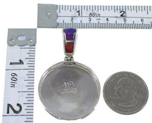 Turquoise Red Oyster Shell Multicolor Sterling Silver Pendant AW70039