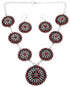 Red Oyster Shell Authentic Sterling Silver Link Necklace Earrings Set NS28711