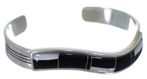 Mother Of Pearl Black Inlay Sterling Silver Bracelet Jewelry AS39717