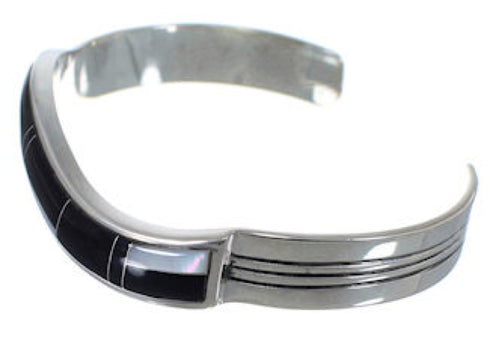 Mother Of Pearl Black Inlay Sterling Silver Bracelet Jewelry AS39717